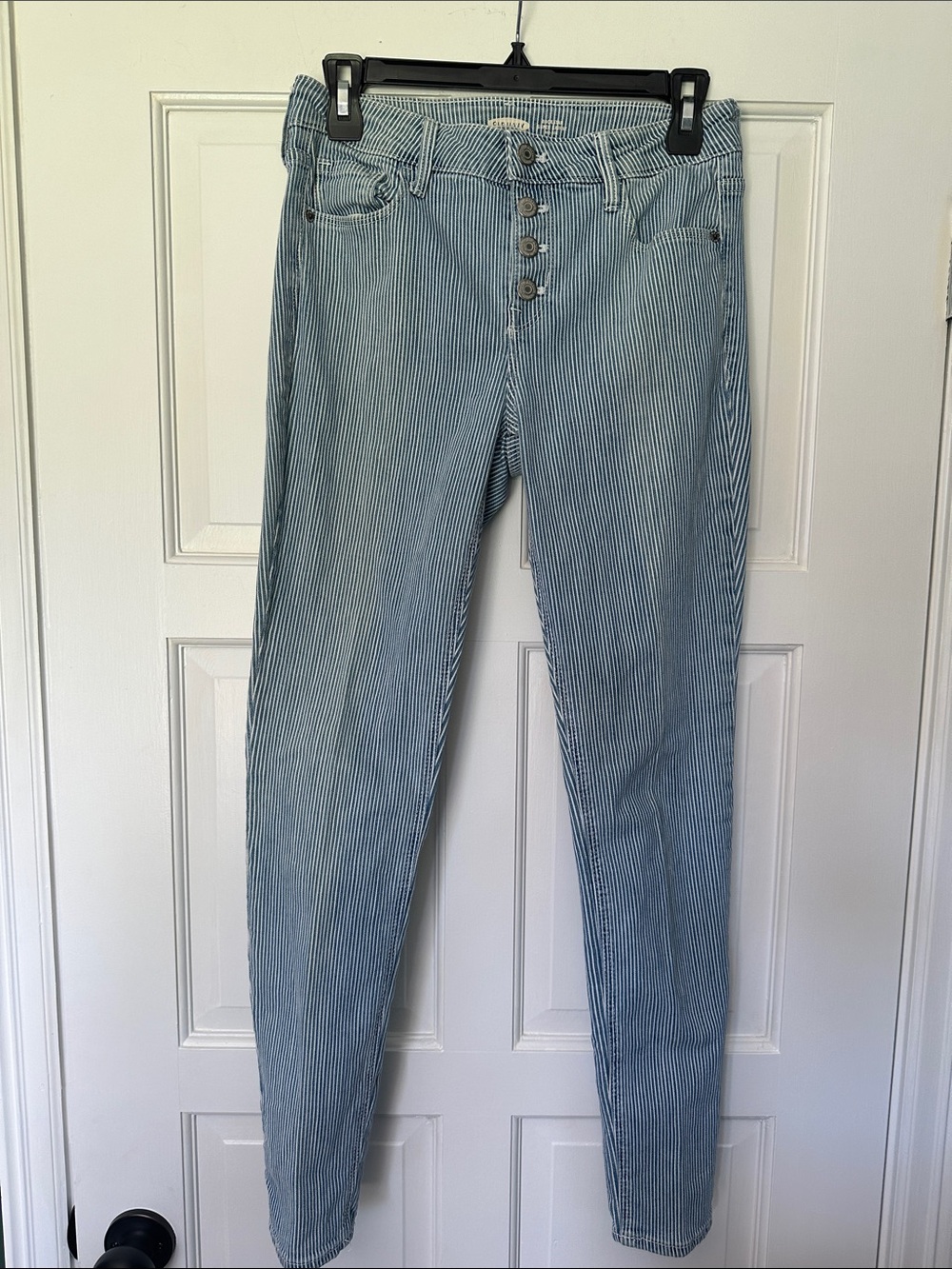 Old Navy Women's Rockstar Super Skinny Mid-Rise Striped Jeans Size 6